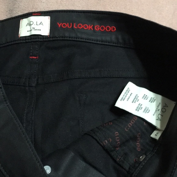 ALICE OLIVIA BLACK HIGH WAIST BUTTON FRONT JEANS SIZE 32 COATED DENIMS - Picture 4 of 11